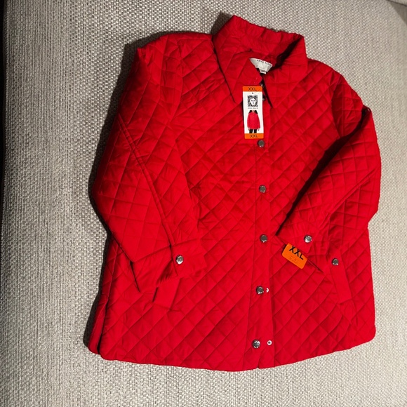 NWT Anne Klein Women's Ladies' Mid Weight Quilted Button Up Jacket, Red XXL 2XL - Picture 4 of 16